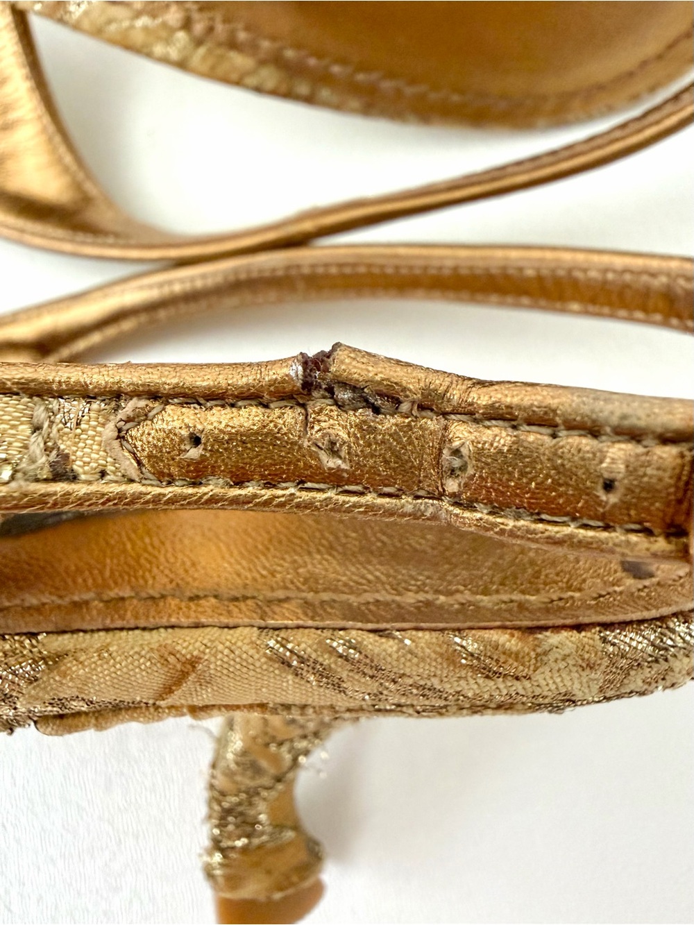 DOLCE & GABBANA | Vintage Gold Brocade Slingback Kitten Heel Pumps EU 37.5 - Picture 11 of 17